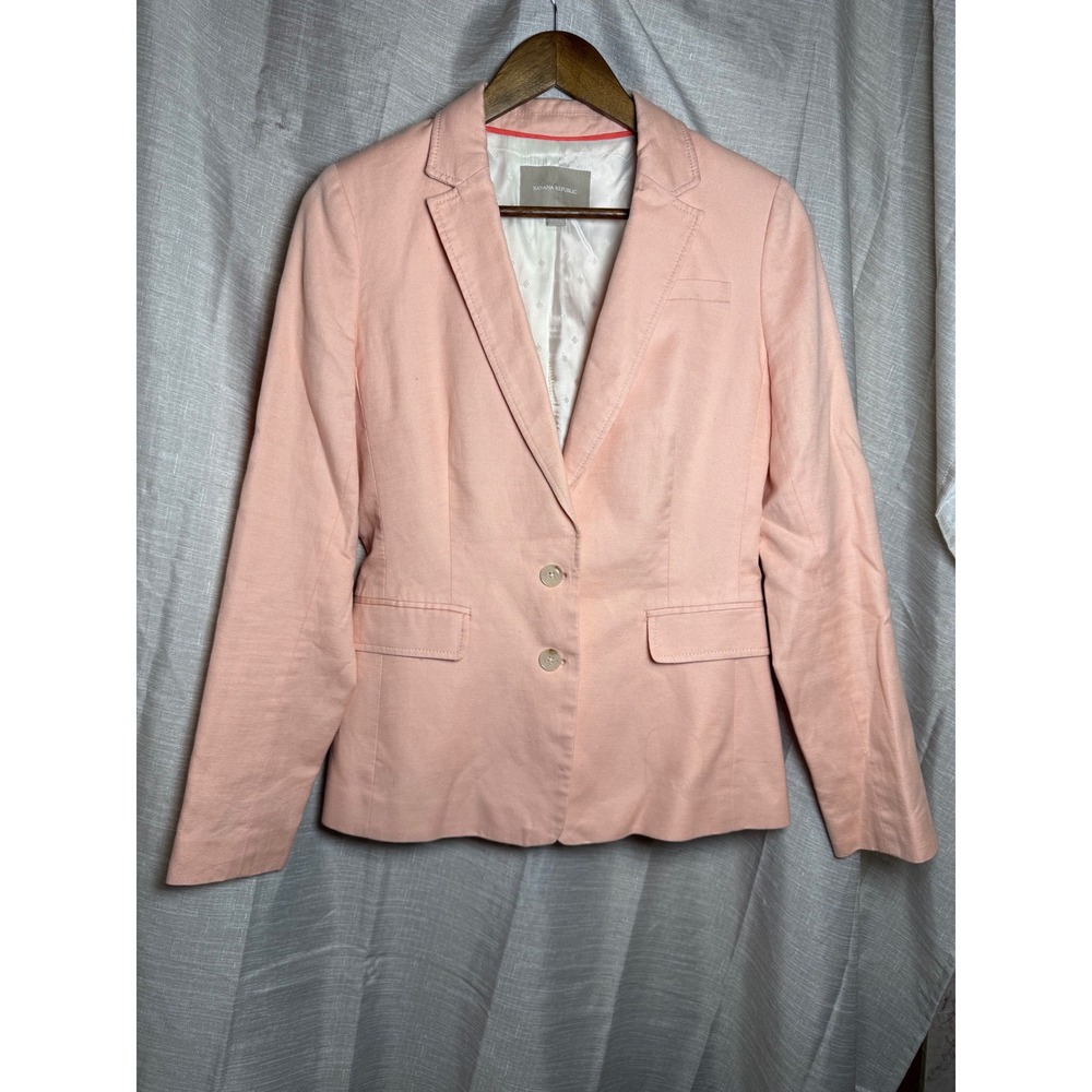 Banana Republic Women's Pink Linen Blend Blazer Size 6 Perfect Peach NWOT
